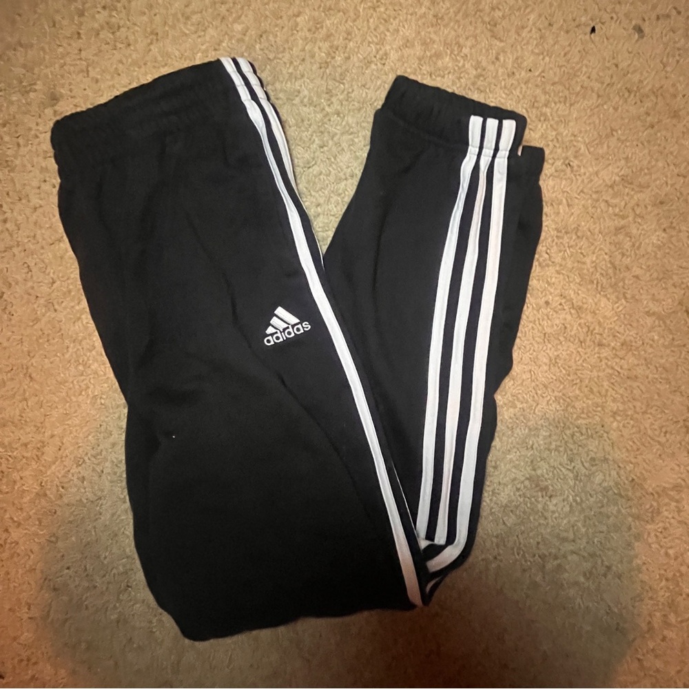 Adidas Black and White Sweatpants with Iconic Stripes